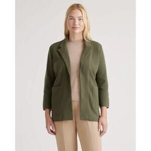 Quince Blazer Womens Large NWT Organic Cotton Knit Unstructured Open Front Olive